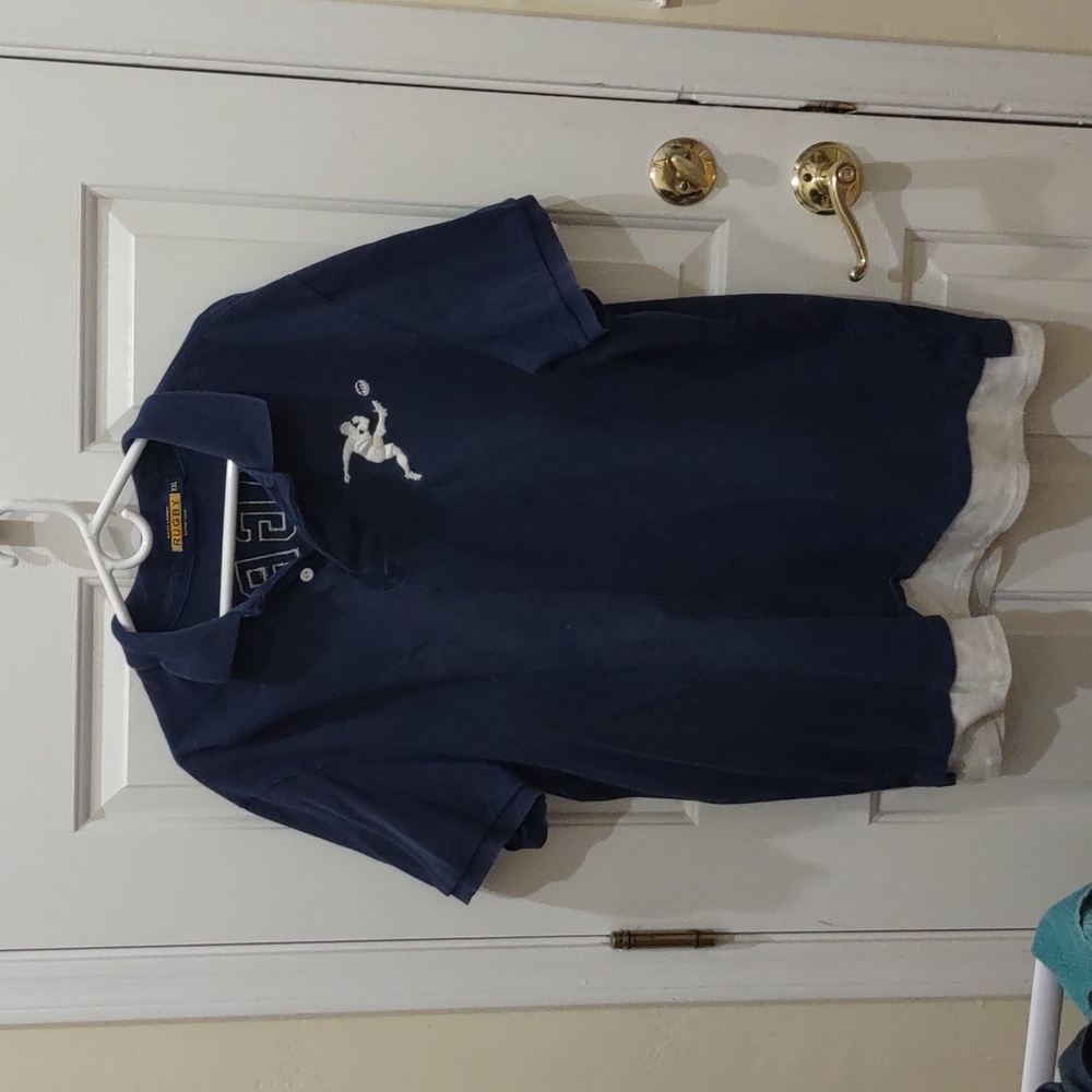 Men's blue Rugby Ralph Lauren short sleeve shirt size XXL